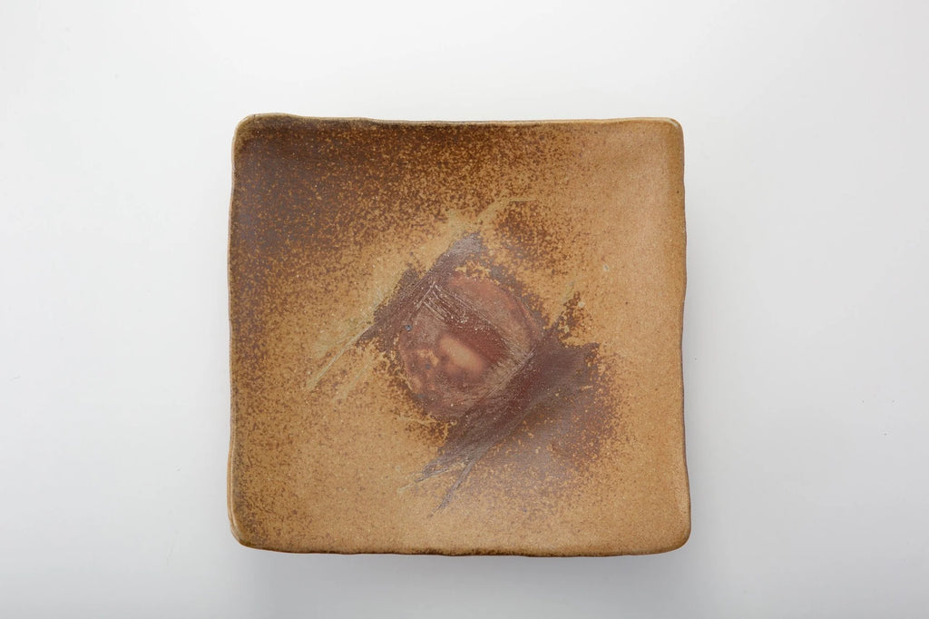 ONIBIZEN Bizen Ceramic Square Flare Plate – Handcrafted in Japan