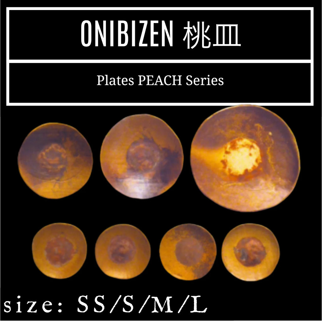 ONIBIZEN Bizen Ceramic Round Plate – Peach Series, Handcrafted in Japan
