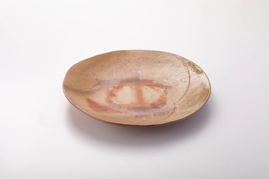 ONIBIZEN Bizen Ceramic Round Plate – Peach Series, Handcrafted in Japan