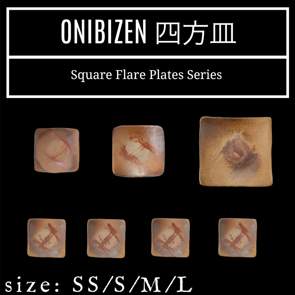 ONIBIZEN Bizen Ceramic Square Flare Plate – Handcrafted in Japan